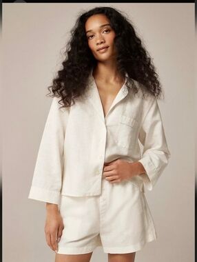 NWT J Crew Linen Cotton Blend Pj Set